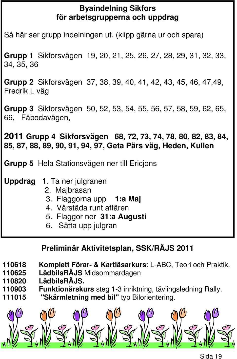 Sikforsvägen 50, 52, 53, 54, 55, 56, 57, 58, 59, 62, 65, 66, Fäbodavägen, 2011 Grupp 4 Sikforsvägen 68, 72, 73, 74, 78, 80, 82, 83, 84, 85, 87, 88, 89, 90, 91, 94, 97, Geta Pärs väg, Heden, Kullen