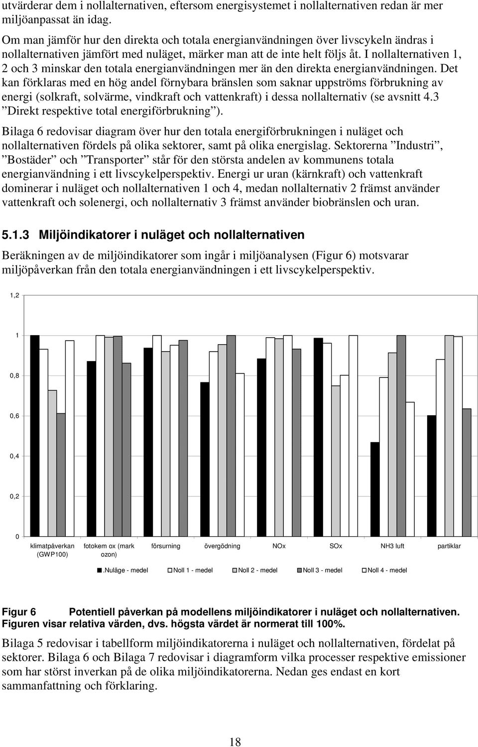 I nollalternativen 1, 2 och 3 minskar den totala energianvändningen mer än den direkta energianvändningen.