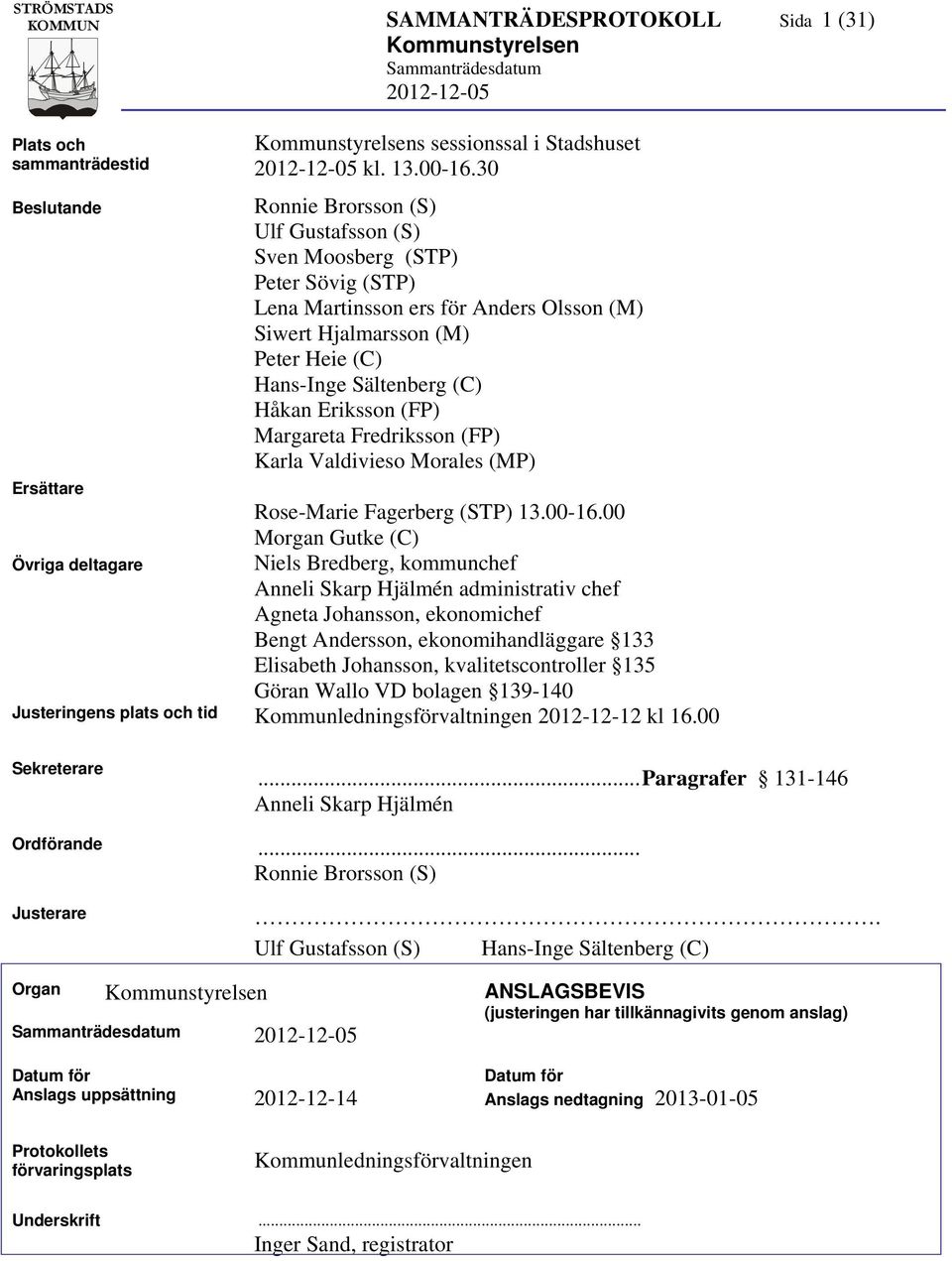 (FP) Margareta Fredriksson (FP) Karla Valdivieso Morales (MP) Rose-Marie Fagerberg (STP) 13.00-16.