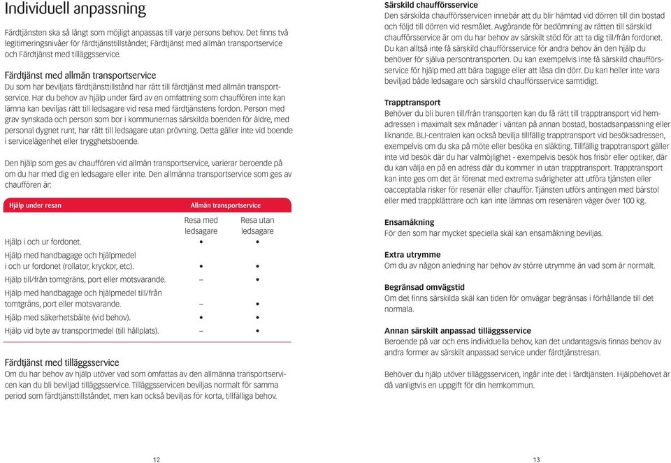 Färdtjänst med allmän transportservice Du som har beviljats färdtjänsttillstånd har rätt till färdtjänst med allmän transportservice.