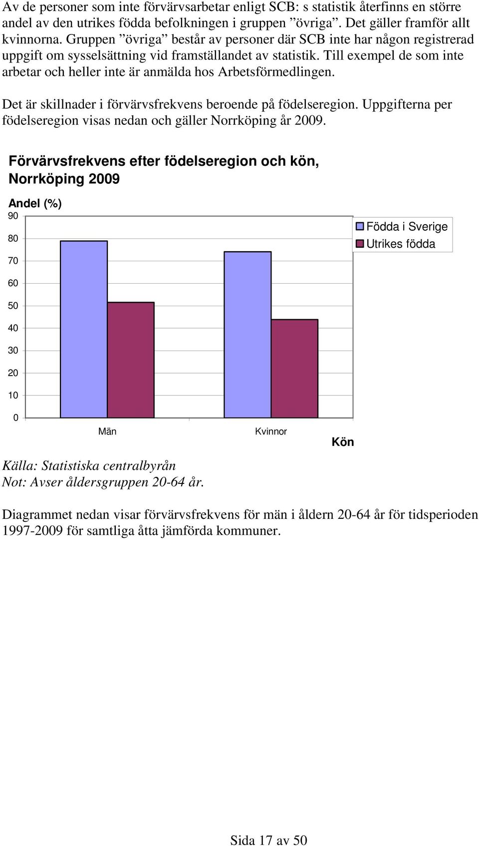 Till exempel de som inte arbetar och heller inte är anmälda hos Arbetsförmedlingen. Det är skillnader i förvärvsfrekvens beroende på födelseregion.