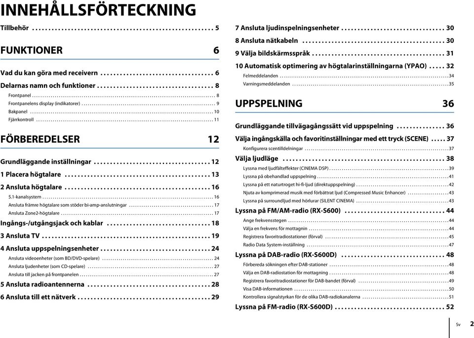 ........................................................................................ 10 Fjärrkontroll...................................................................................... 11 FÖRBEREDELSER 12 Grundläggande inställningar.