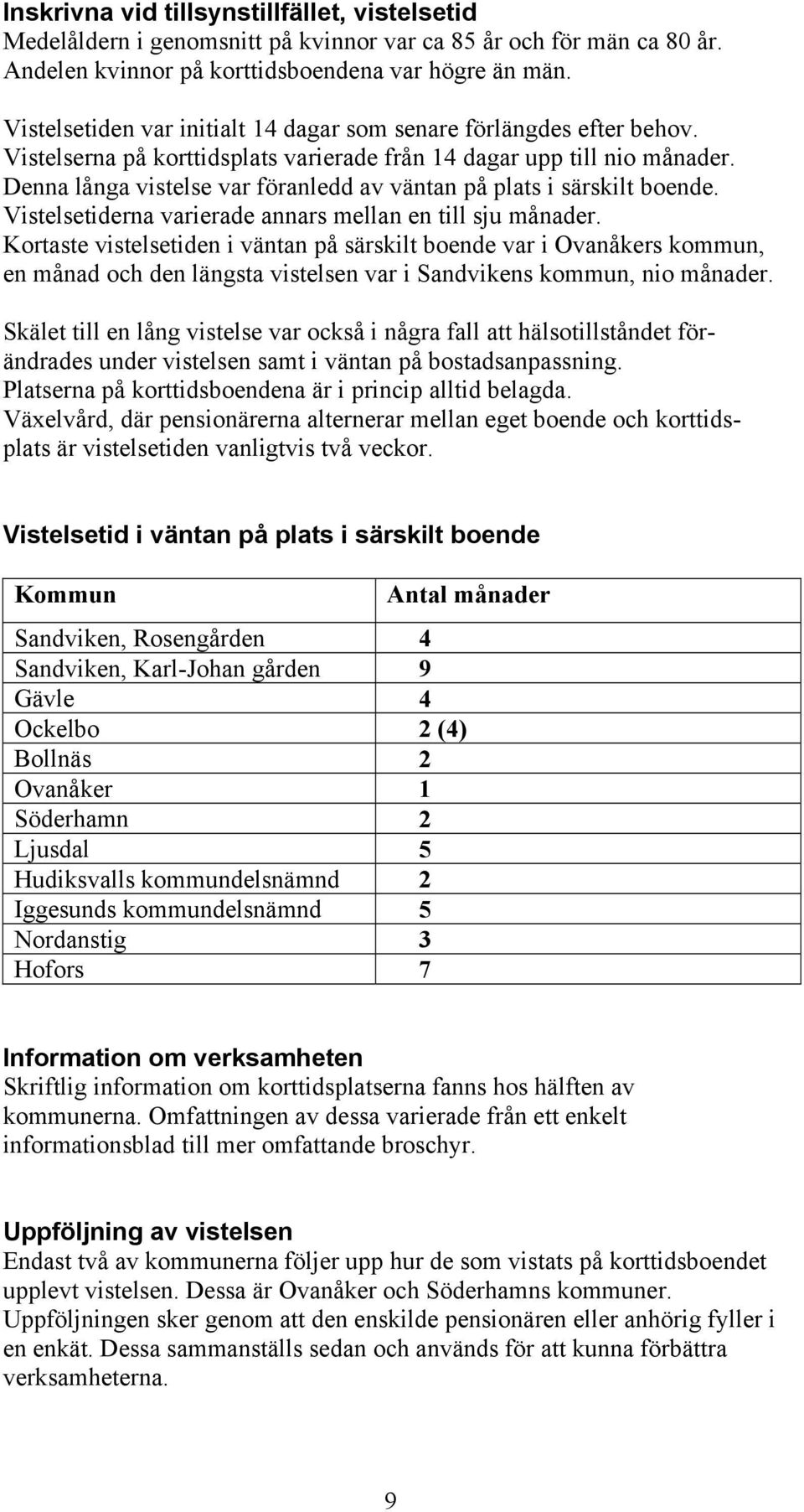 Denna långa vistelse var föranledd av väntan på plats i särskilt boende. Vistelsetiderna varierade annars mellan en till sju månader.