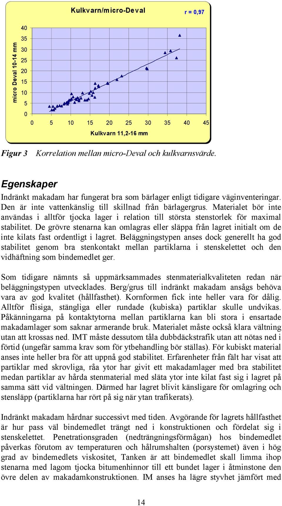 Materialet bör inte användas i alltför tjocka lager i relation till största stenstorlek för maximal stabilitet.