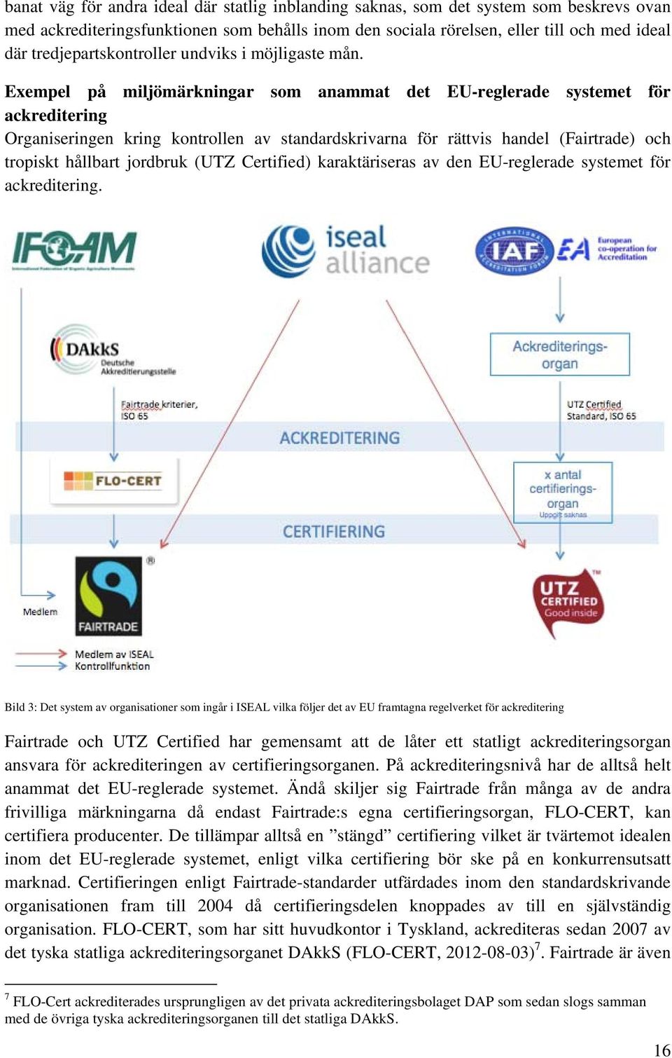 Exempel på miljömärkningar som anammat det EU-reglerade systemet för ackreditering Organiseringen kring kontrollen av standardskrivarna för rättvis handel (Fairtrade) och tropiskt hållbart jordbruk