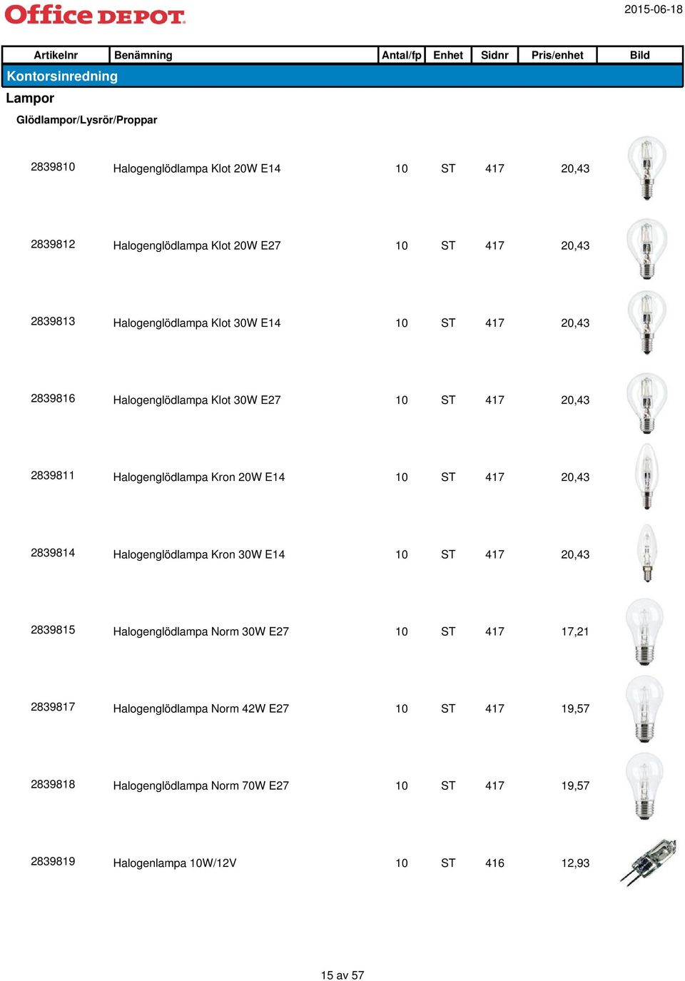 20,43 28398 Halogenglödlampa Kron 20W E4 47 20,43 283984 Halogenglödlampa Kron 30W E4 47 20,43 28398 Halogenglödlampa Norm