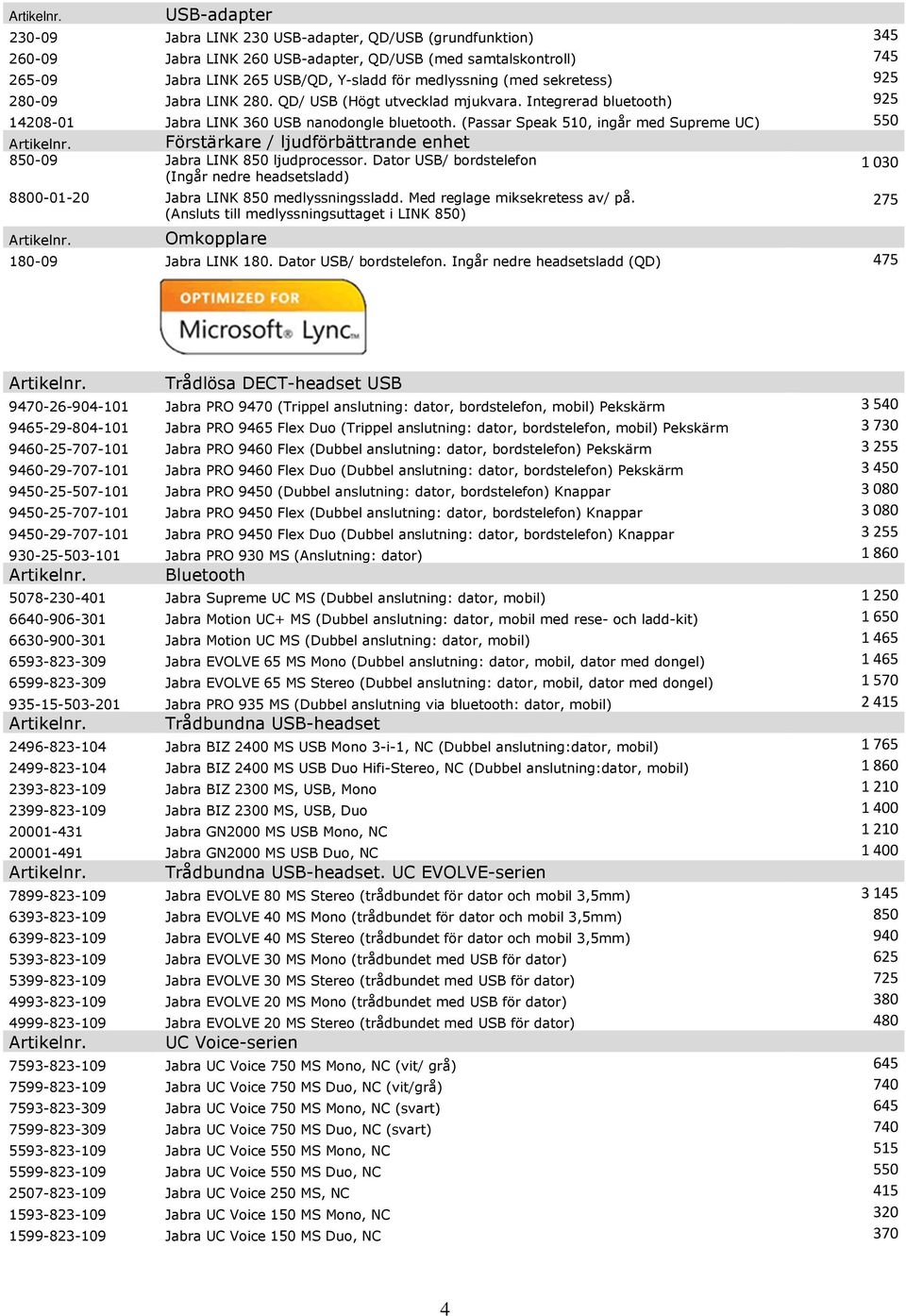 (Passar Speak 510, ingår med Supreme UC) 550 Förstärkare / ljudförbättrande enhet 850-09 Jabra LINK 850 ljudprocessor.