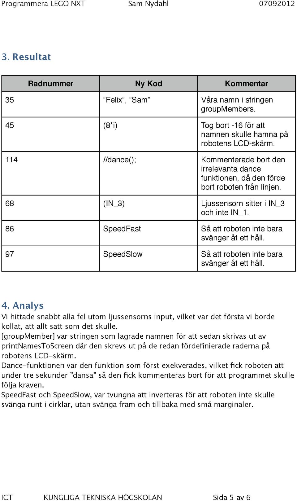 86 SpeedFast Så att roboten inte bara svänger åt ett håll. 97 SpeedSlow Så att roboten inte bara svänger åt ett håll.