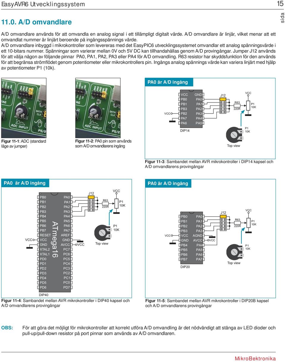 A/D omvandlare inbyggd i mikrokontroller som levereras med det EasyPIC6 utvecklingssystemet omvandlar ett analog spänningsvärde i ett 10-bitars nummer.