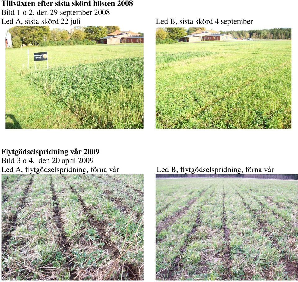 skörd 4 september Flytgödselspridning vår 2009 Bild 3 o 4.