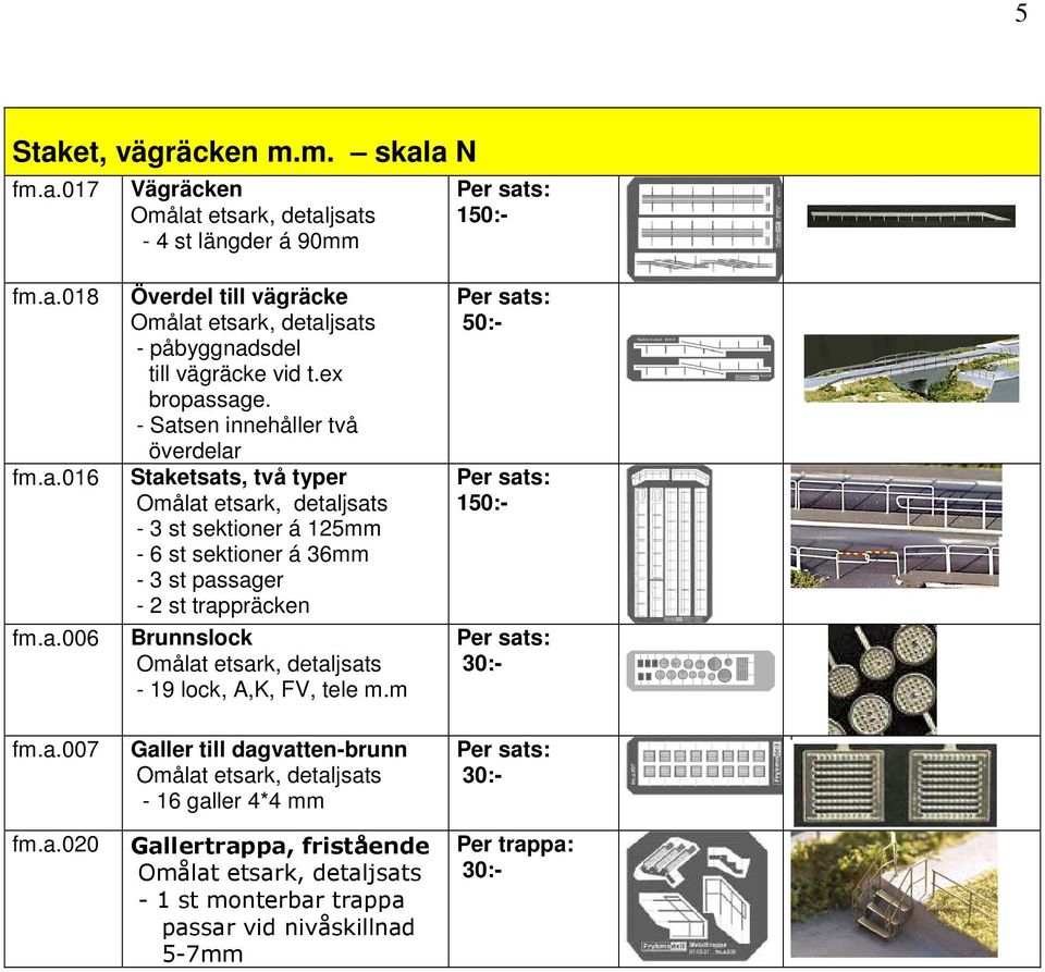 - Satsen innehåller två överdelar Staketsats, två typer - 3 st sektioner á 125mm - 6 st sektioner á 36mm - 3 st passager - 2 st