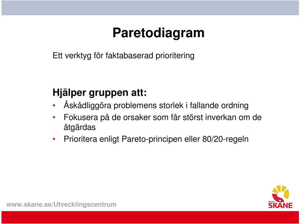 fallande ordning Fokusera på de orsaker som får störst