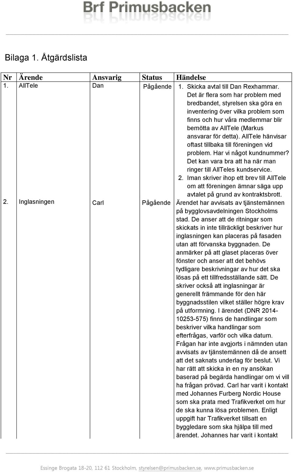 AllTele hänvisar oftast tillbaka till föreningen vid problem. Har vi något kundnummer? Det kan vara bra att ha när man ringer till AllTeles kundservice. 2.