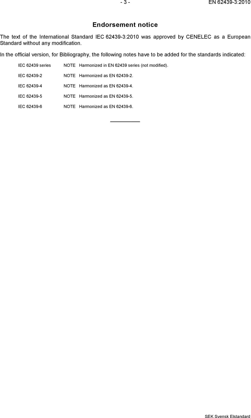 In the official version, for Bibliography, the following notes have to be added for the standards indicated: IEC 62439 series