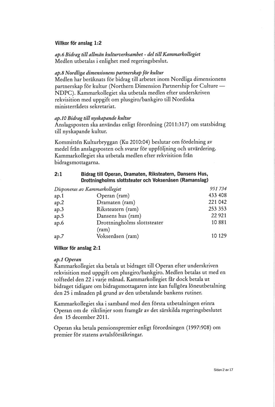 8 Nordliga dimensionens partnerskap för kultur Medlen har beräknats för bidrag till arbetet inom Nordliga dimensionens partnerskap för kultur (Northern Dimension Partnership for Culture NDPC).