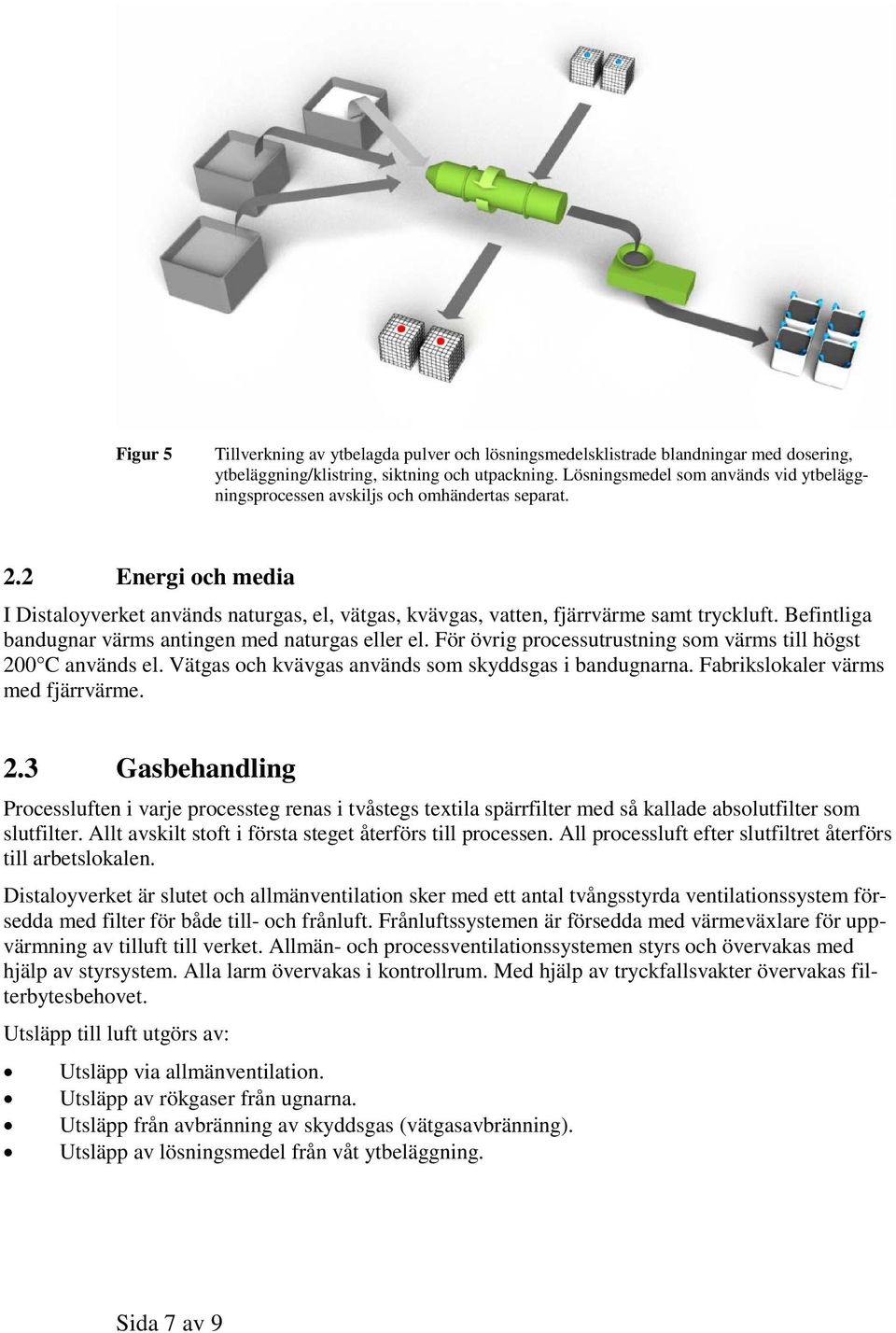 Befintliga bandugnar värms antingen med naturgas eller el. För övrig processutrustning som värms till högst 200 C används el. Vätgas och kvävgas används som skyddsgas i bandugnarna.