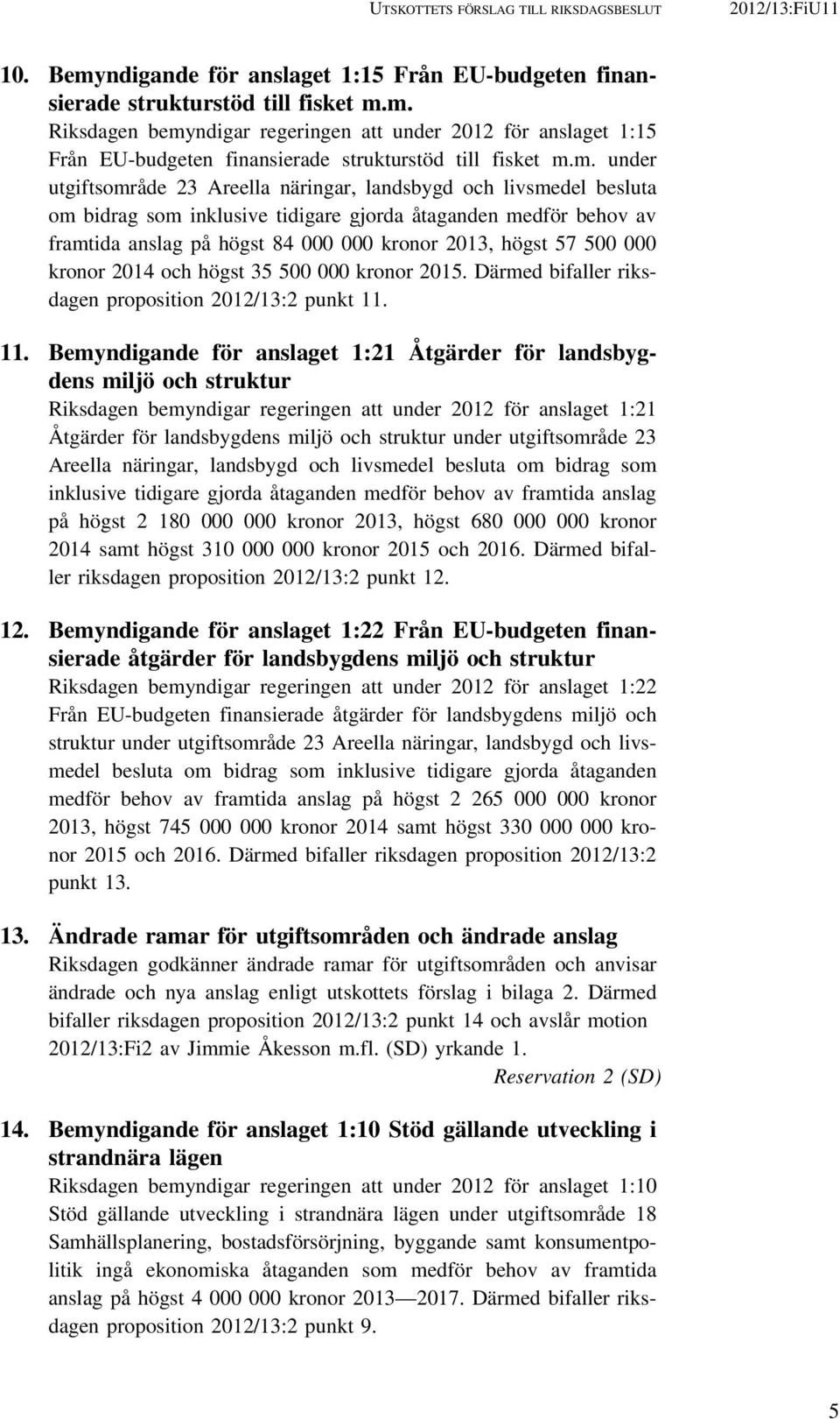 500 000 kronor 2014 och högst 35 500 000 kronor 2015. Därmed bifaller riksdagen proposition 2012/13:2 punkt 11.