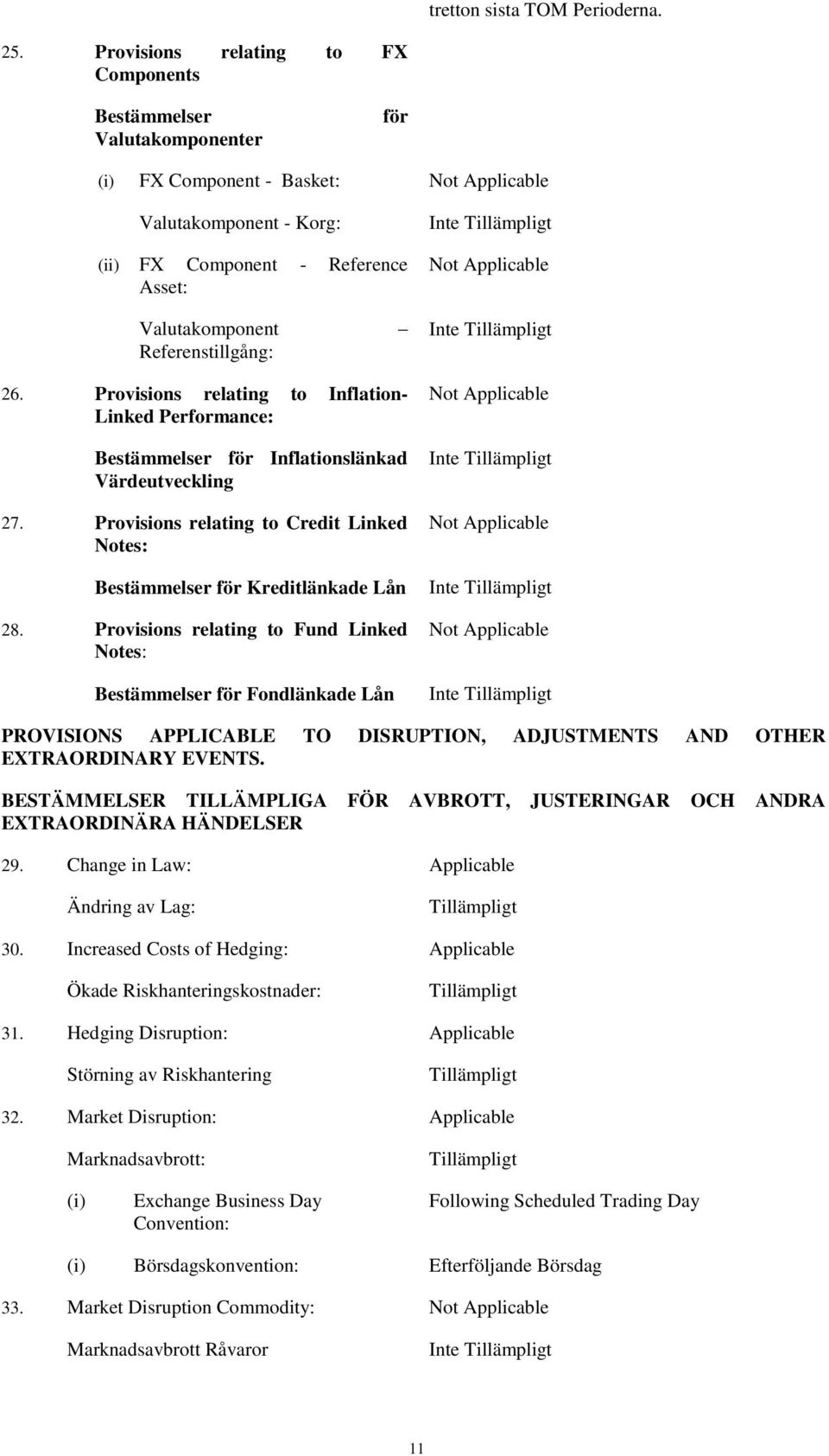 Referenstillgång: 26. Provisions relating to Inflation- Linked Performance: Bestämmelser för Inflationslänkad Värdeutveckling 27.