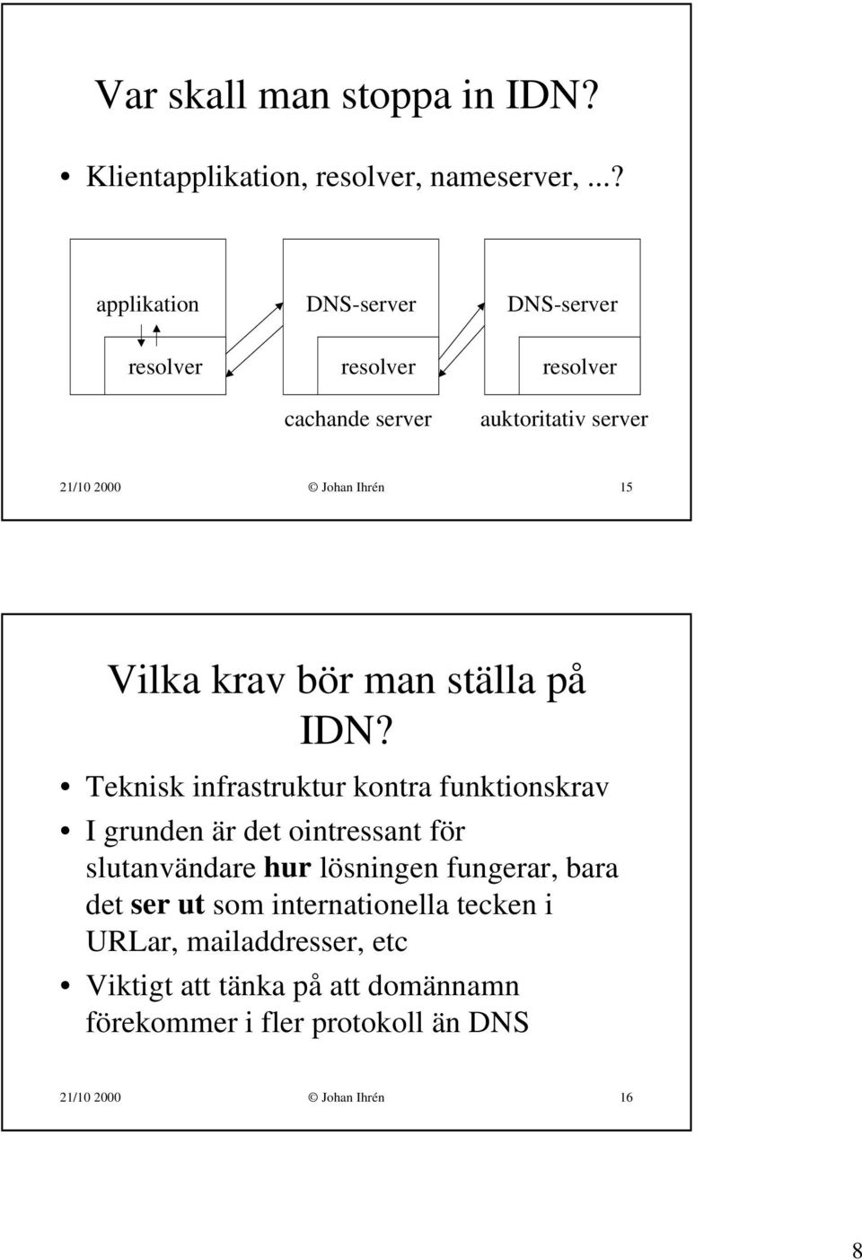 Vilka krav bör man ställa på IDN?