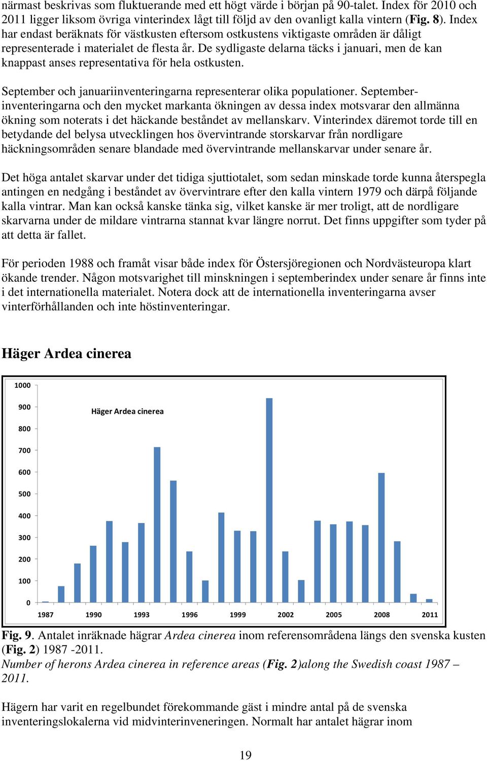 De sydligaste delarna täcks i januari, men de kan knappast anses representativa för hela ostkusten. September och januariinventeringarna representerar olika populationer.