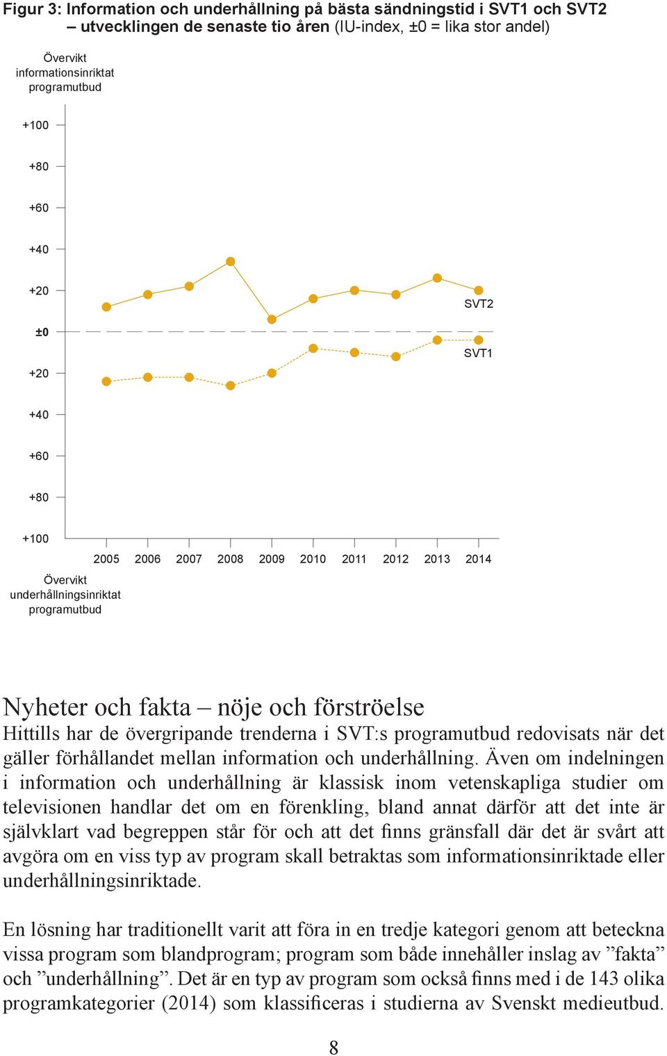 övergripande trenderna i SVT:s programutbud redovisats när det gäller förhållandet mellan information och underhållning.