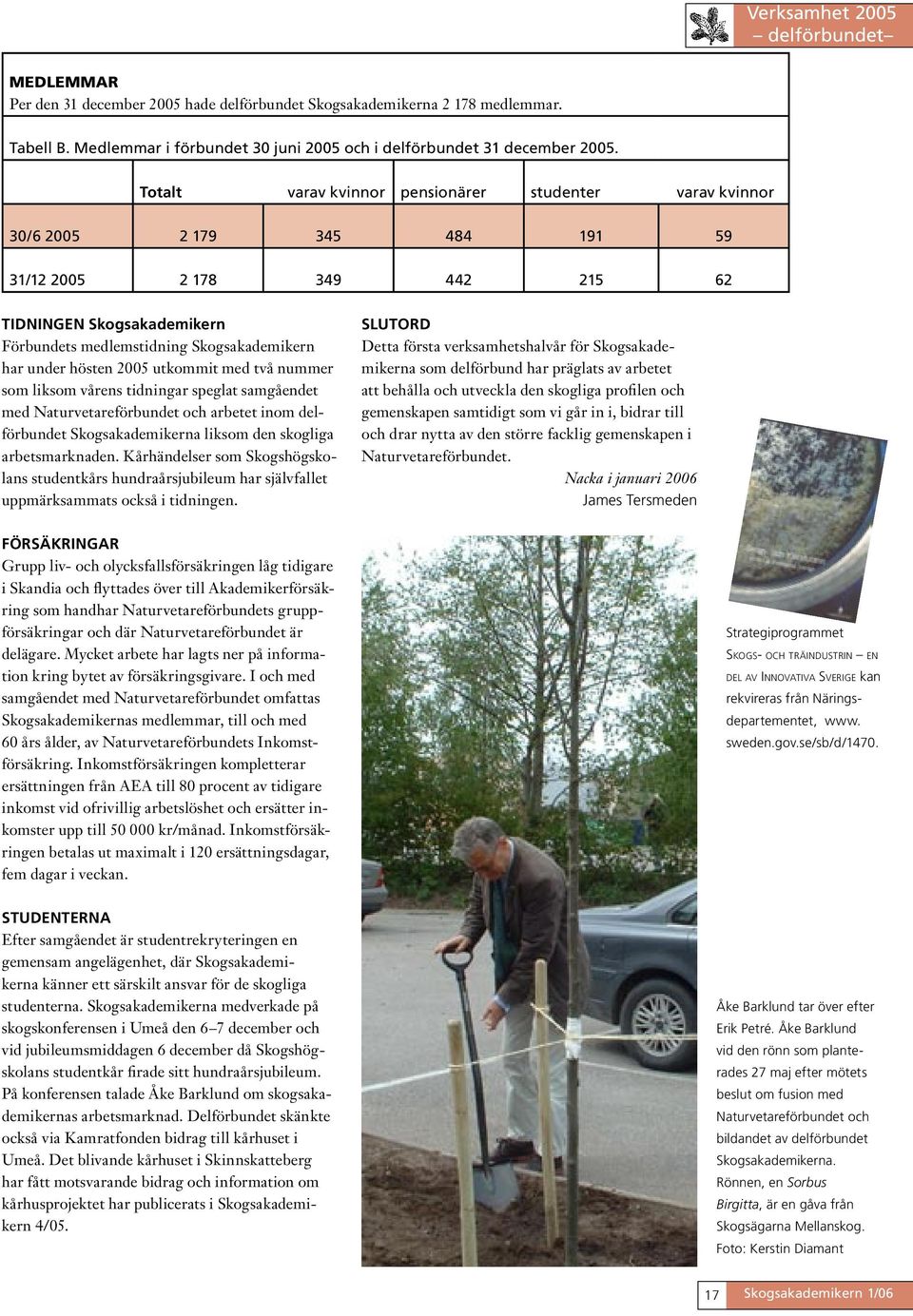 hösten 2005 utkommit med två nummer som liksom vårens tidningar speglat samgåendet med Naturvetareförbundet och arbetet inom delförbundet Skogsakademikerna liksom den skogliga arbetsmarknaden.
