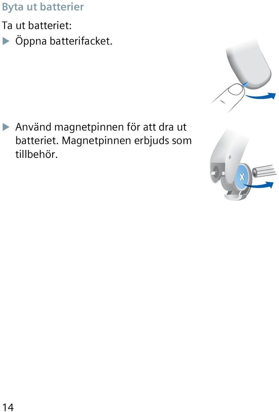 X X Använd magnetpinnen för att dra