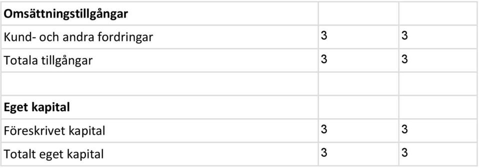 tillgångar 3 3 Eget kapital