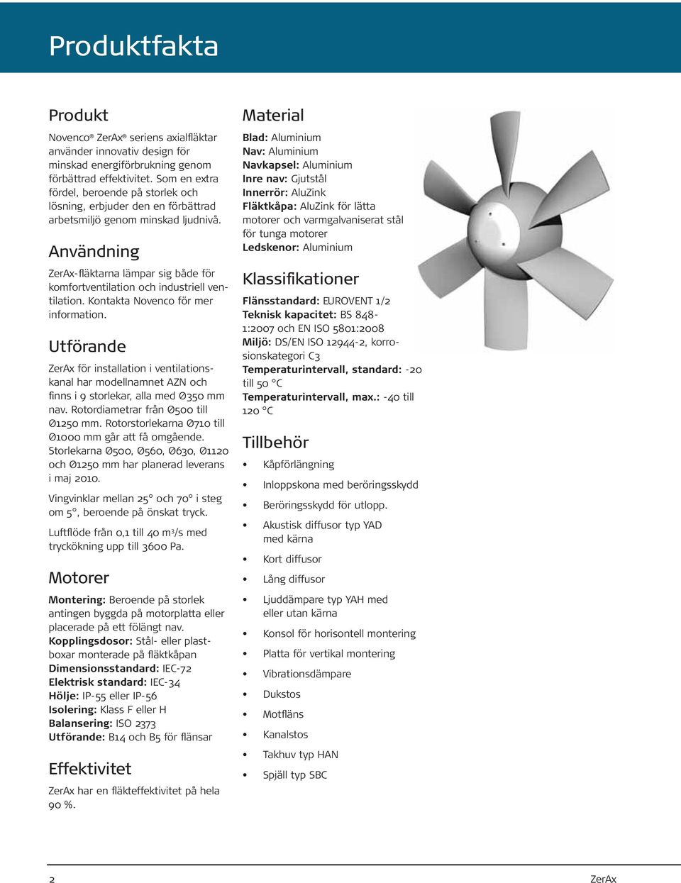 Användning ZerAx-fläktarna lämpar sig både för komfortventilation och industriell ventilation. Kontakta Novenco för mer information.