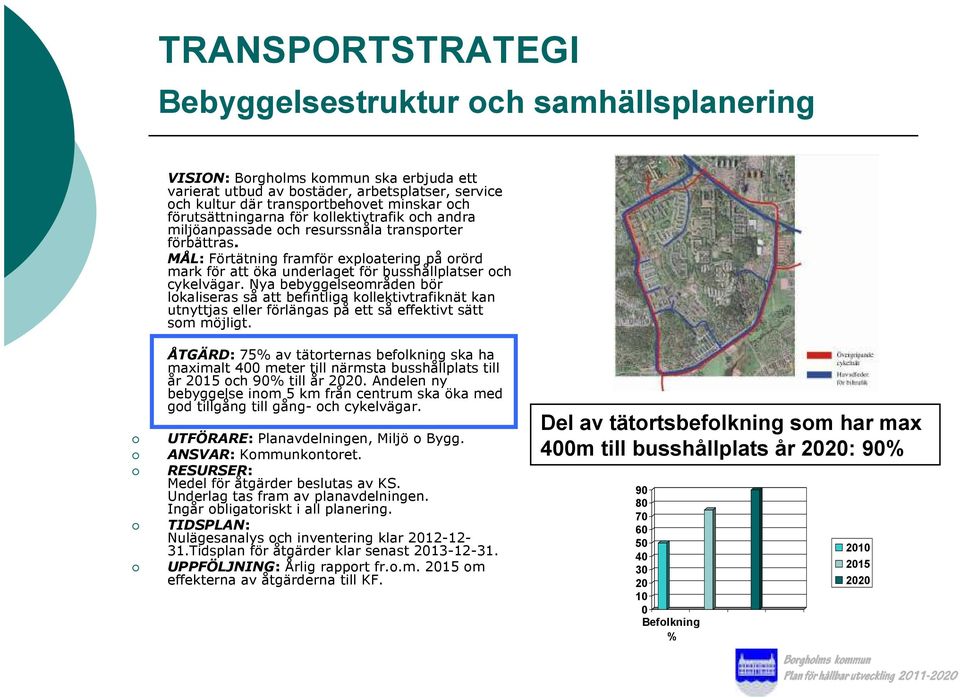 Nya bebyggelseområden bör lokaliseras så att befintliga kollektivtrafiknät kan utnyttjas eller förlängas på ett så effektivt sätt som möjligt.