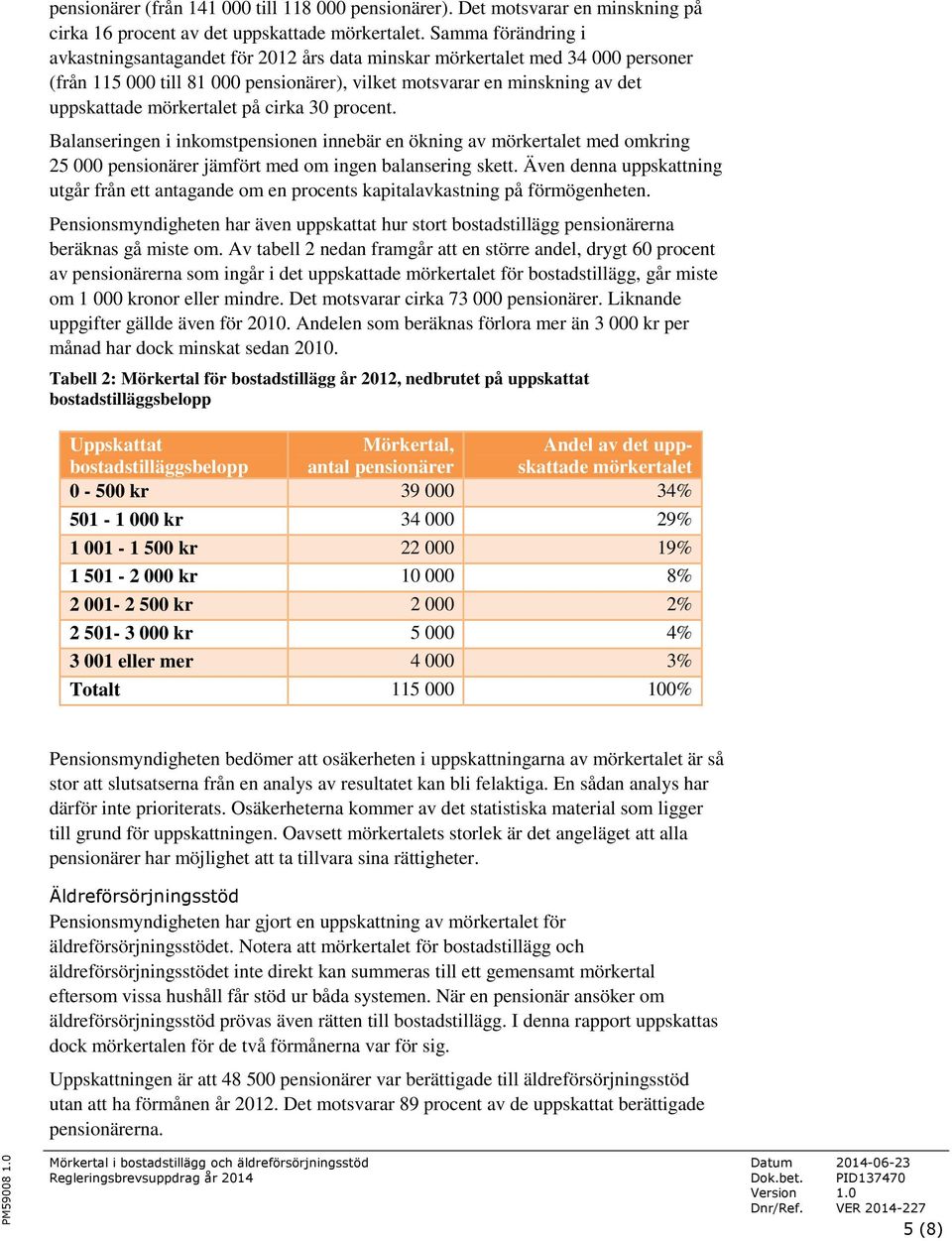 på cirka 30 procent. Balanseringen i inkomstpensionen innebär en ökning av mörkertalet med omkring 25 000 pensionärer jämfört med om ingen balansering skett.