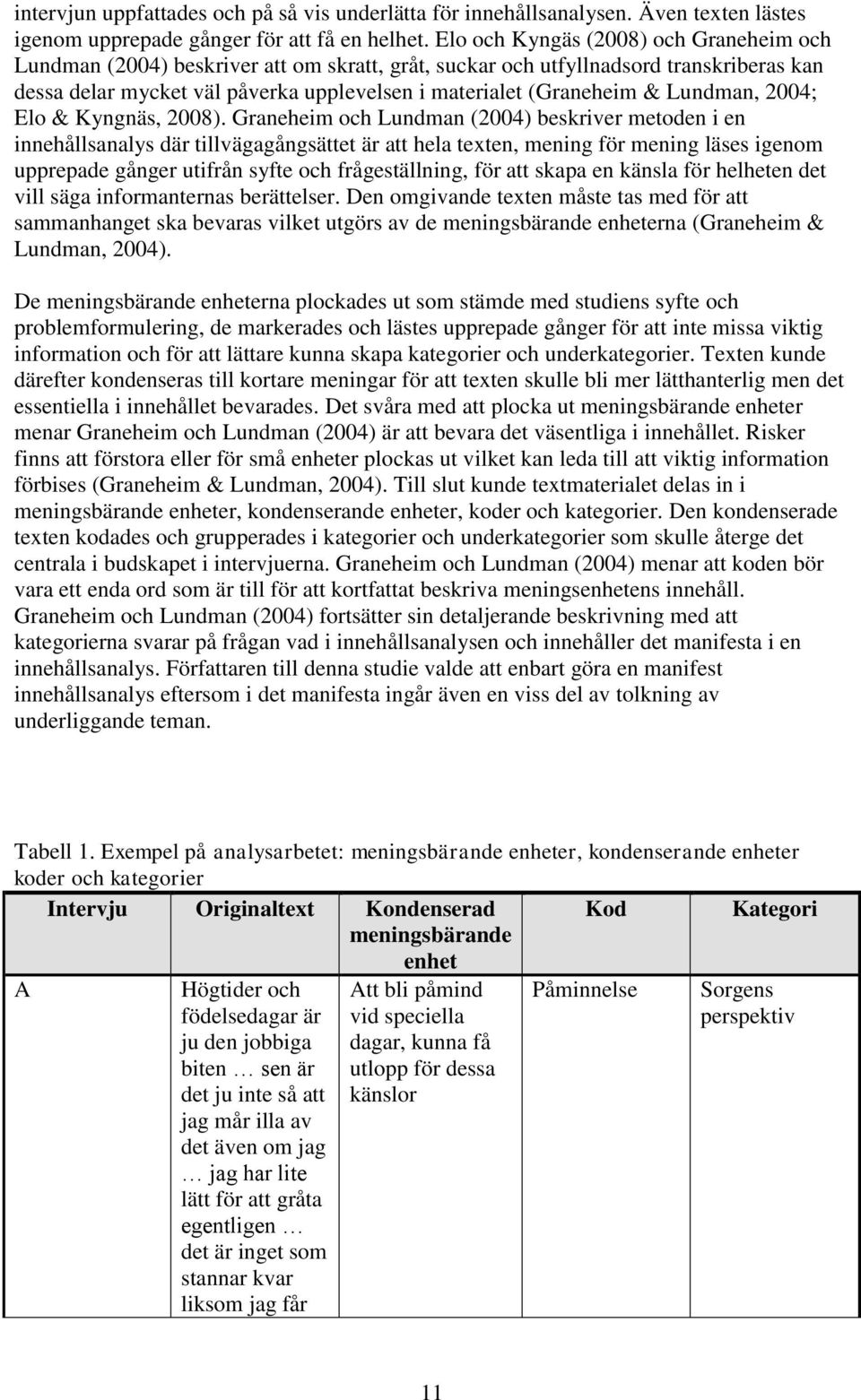 Lundman, 2004; Elo & Kyngnäs, 2008).