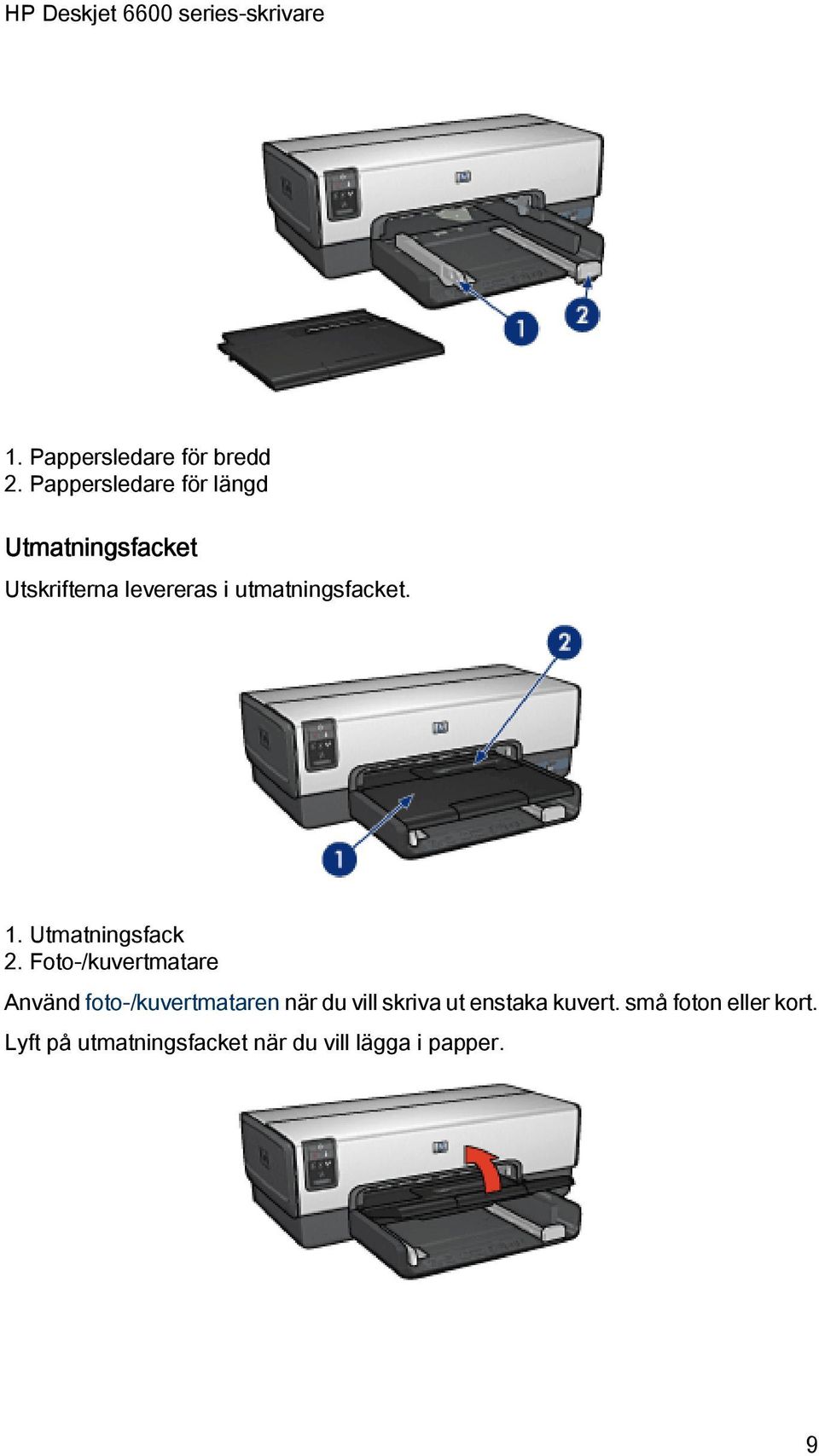 utmatningsfacket. 1. Utmatningsfack 2.