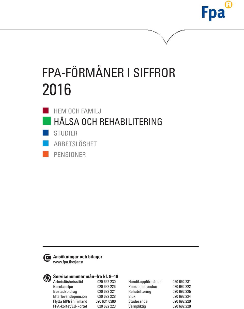 8 18 Arbetslöshetsstöd 020 692 230 Barnfamiljer 020 692 226 Bostadsbidrag 020 692 221 Efterlevandepension 020 692 228 Flytta