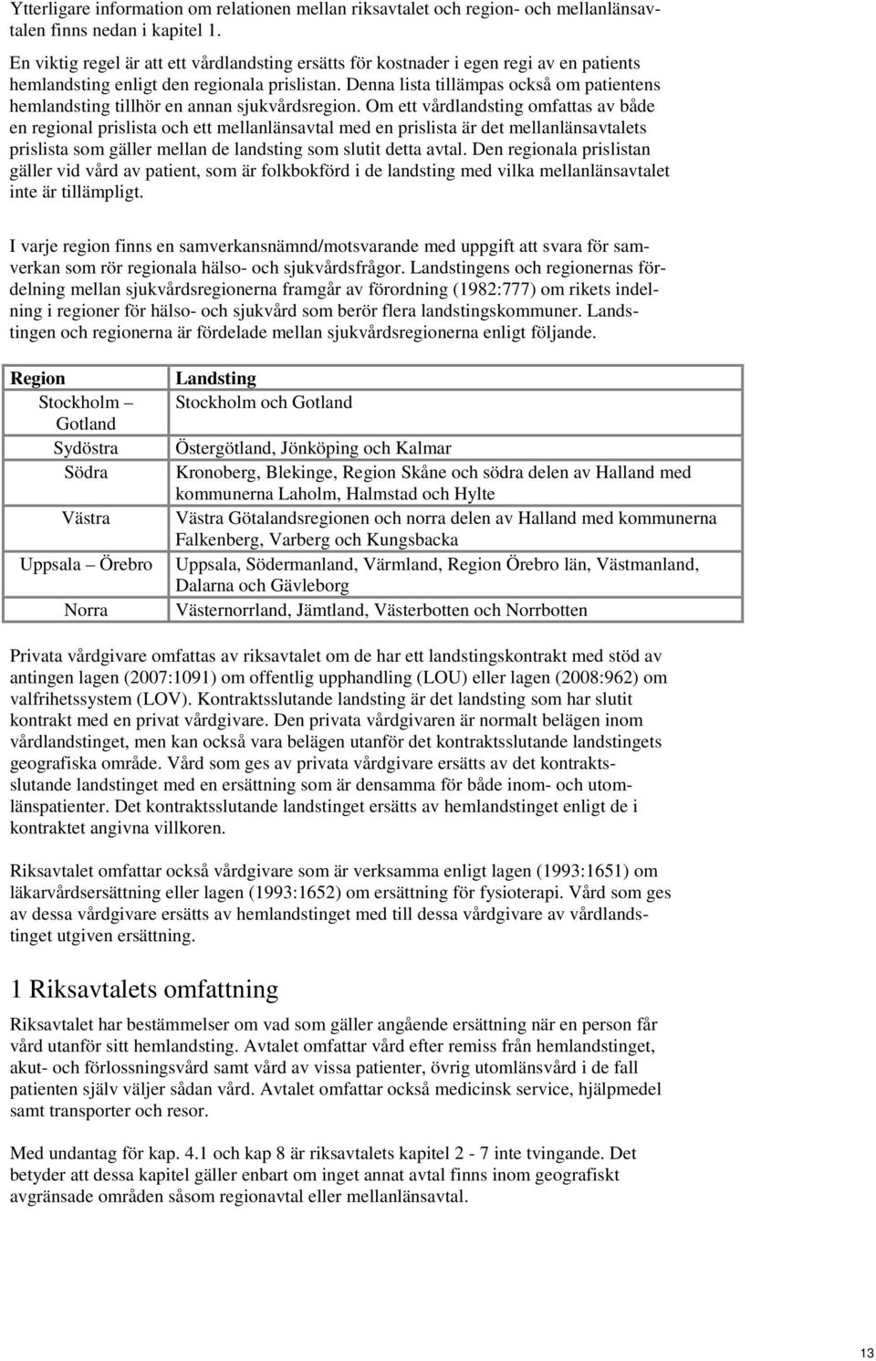 Denna lista tillämpas också om patientens hemlandsting tillhör en annan sjukvårdsregion.