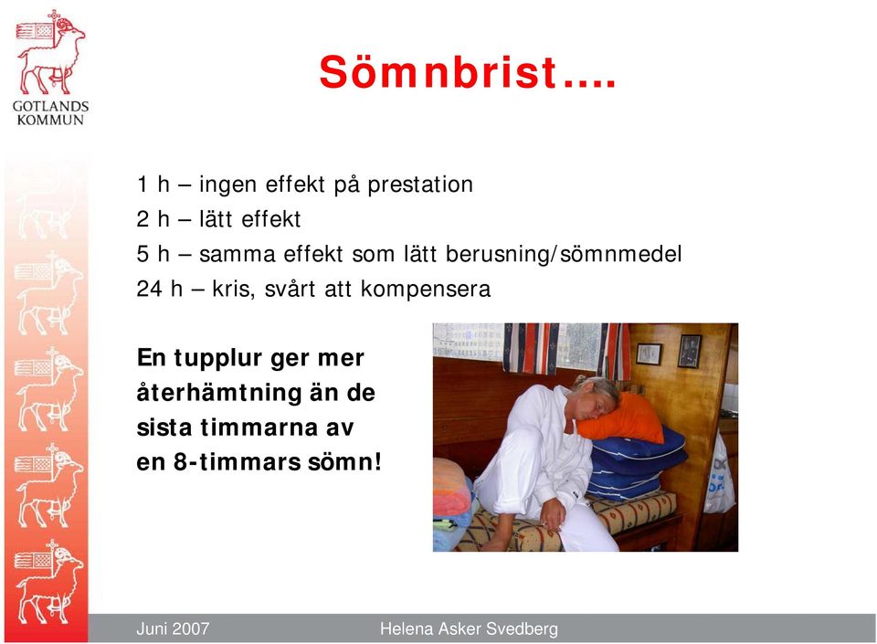 samma effekt som lätt berusning/sömnmedel 24 h kris,