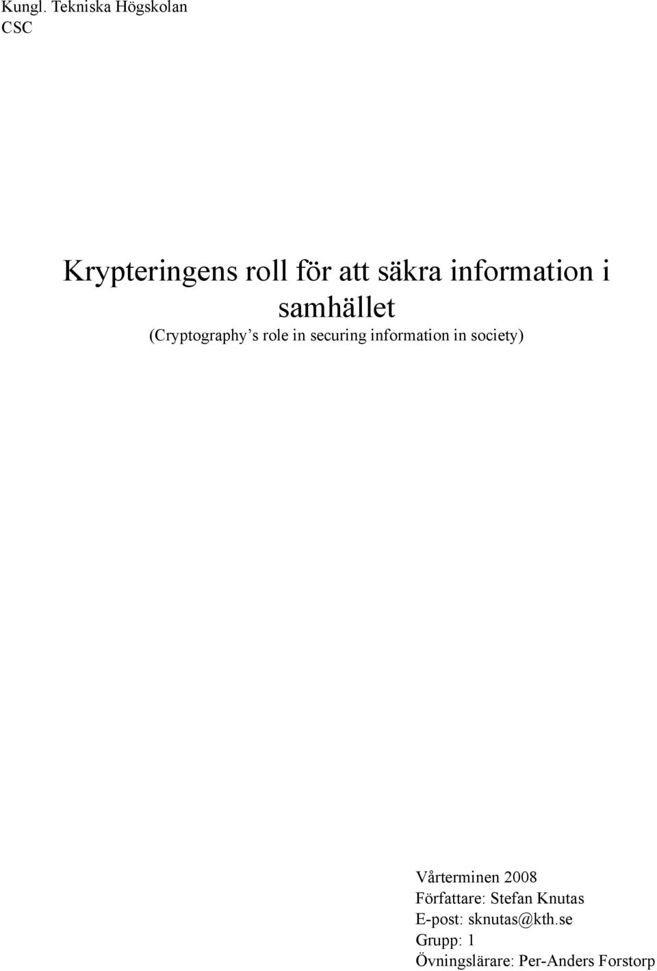 information i samhället (Cryptography s role in securing