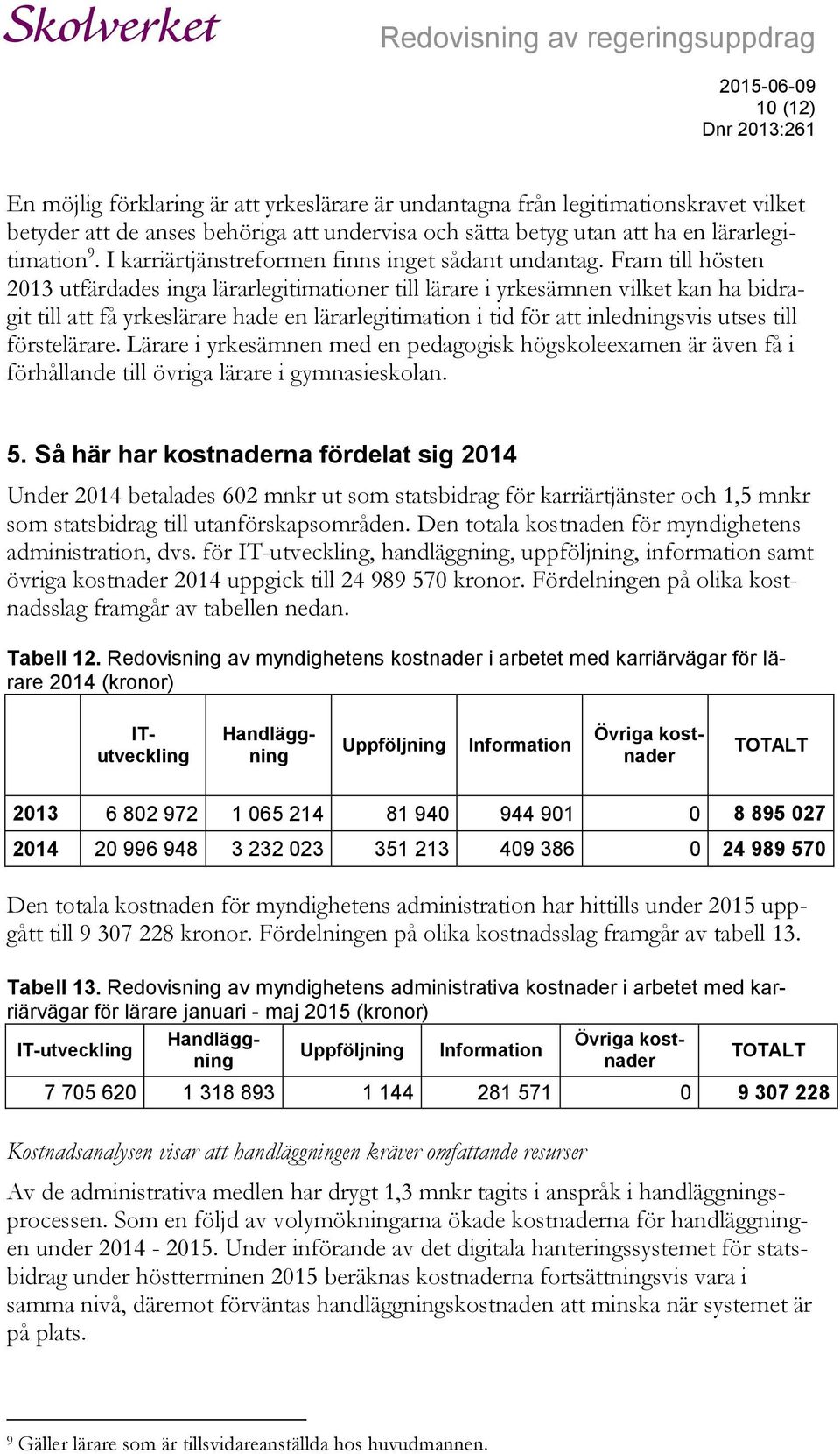 Fram till hösten 2013 utfärdades inga lärarlegitimationer till lärare i yrkesämnen vilket kan ha bidragit till att få yrkeslärare hade en lärarlegitimation i tid för att inledningsvis utses till