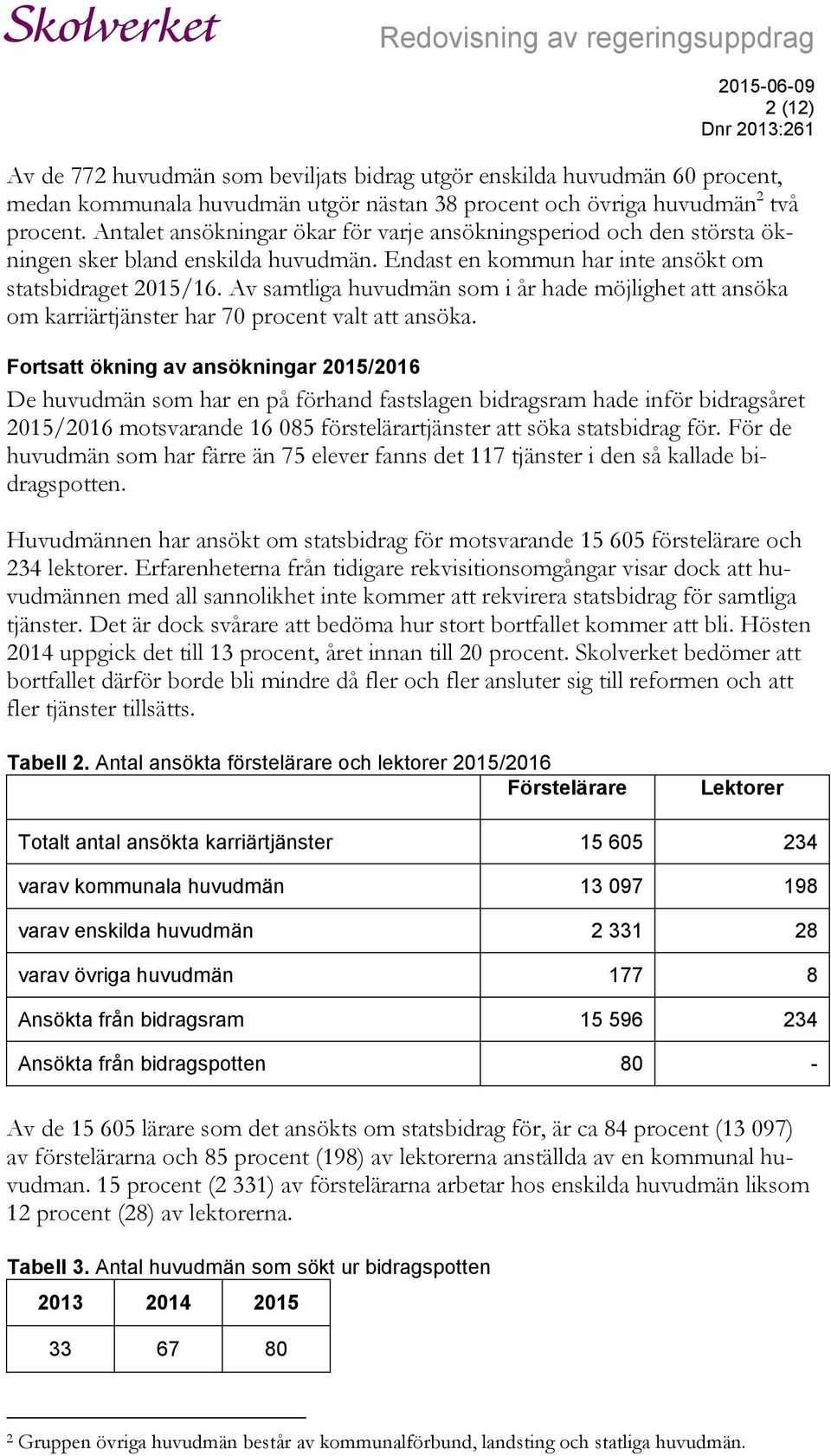 Av samtliga huvudmän som i år hade möjlighet att ansöka om karriärtjänster har 70 procent valt att ansöka.