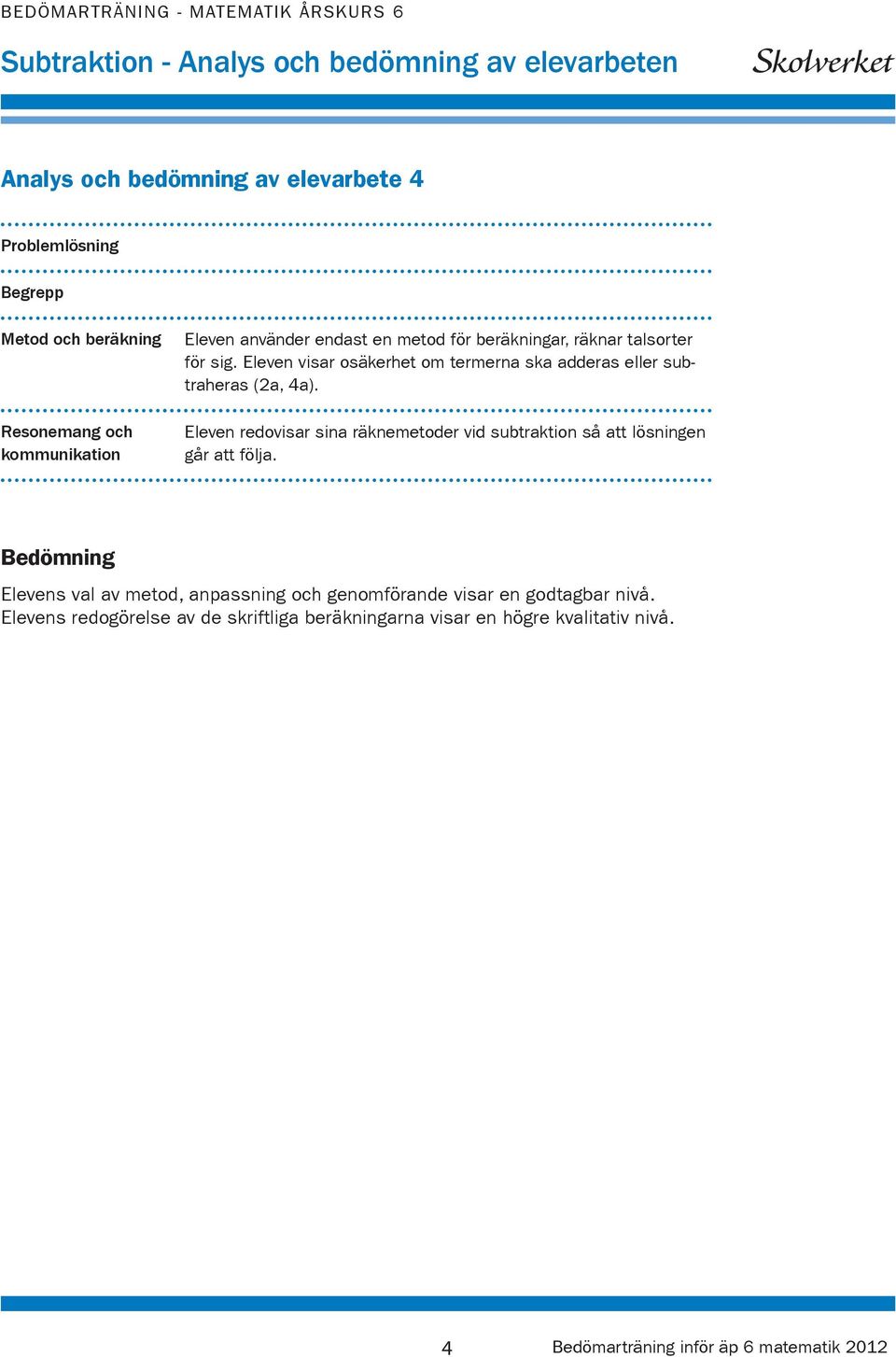 Eleven redovisar sina räknemetoder vid subtraktion så att lösningen går att följa.