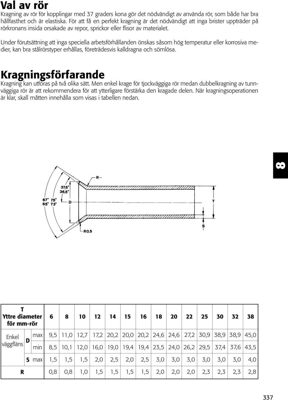 Under förutsättning att inga speciella arbetsförhållanden önskas såsom hög temperatur eller korrosiva medier, kan bra stålrörstyper erhållas, företrädesvis kalldragna och sömlösa.