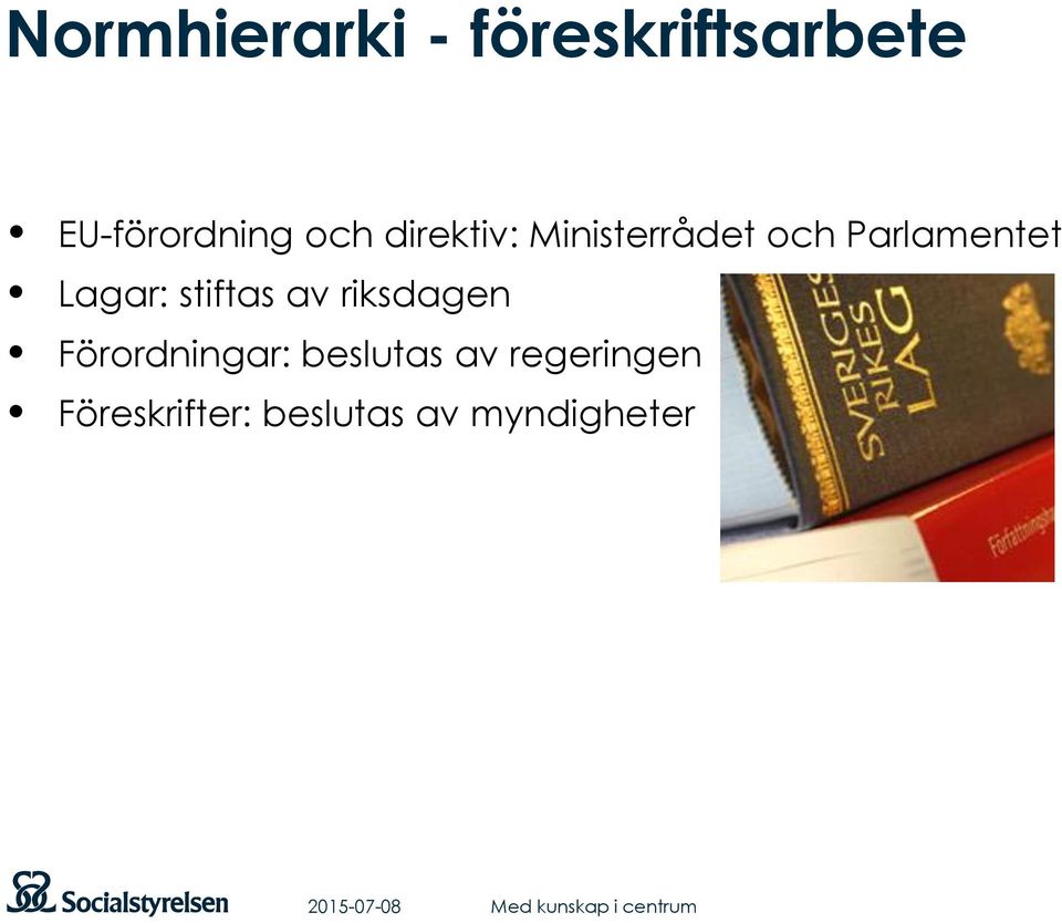 Lagar: stiftas av riksdagen Förordningar: