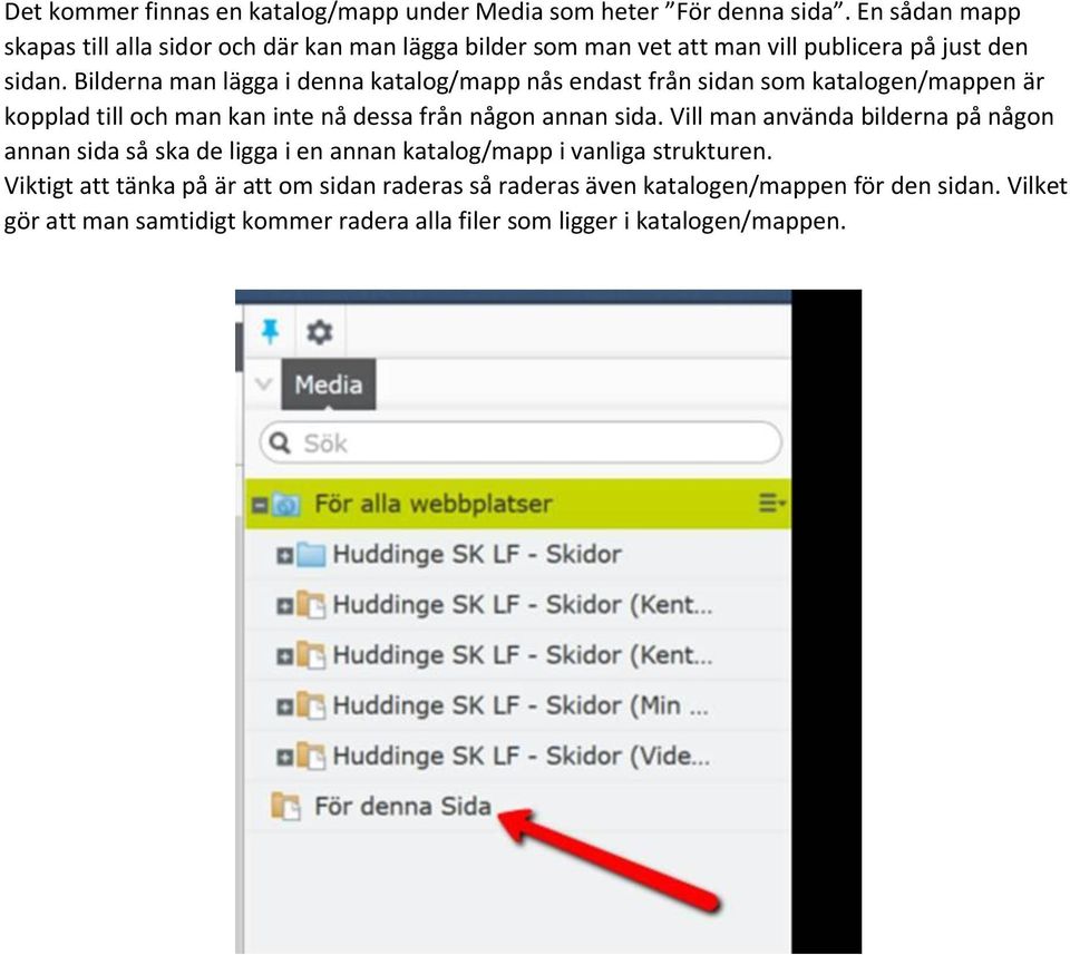 Bilderna man lägga i denna katalog/mapp nås endast från sidan som katalogen/mappen är kopplad till och man kan inte nå dessa från någon annan sida.