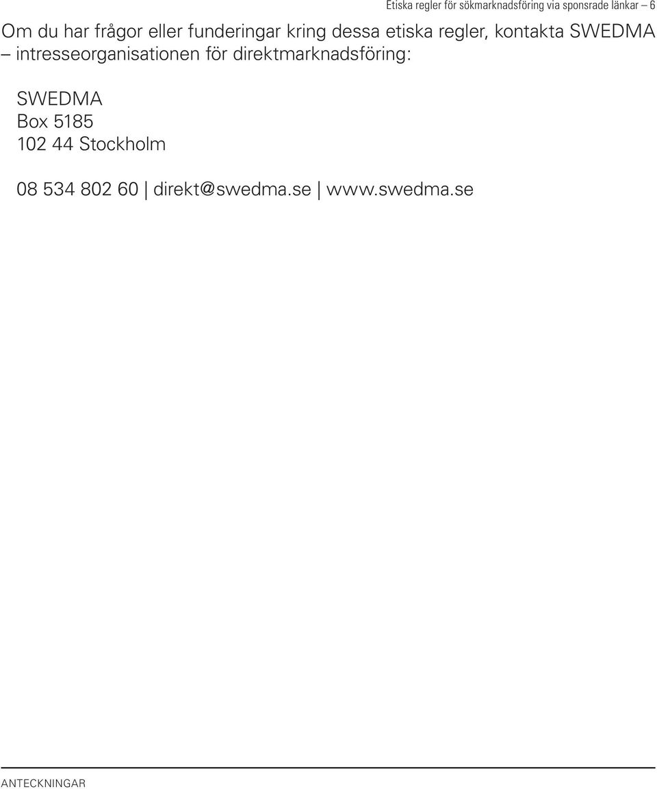 SWEDMA intresseorganisationen för direktmarknadsföring: SWEDMA
