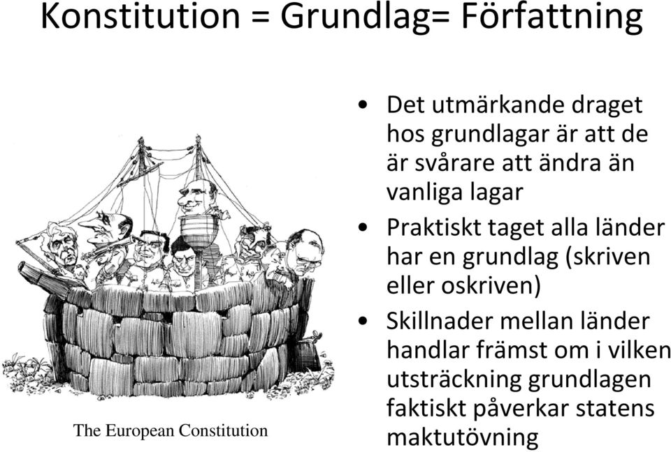 taget alla länder har en grundlag (skriven eller oskriven) Skillnader mellan