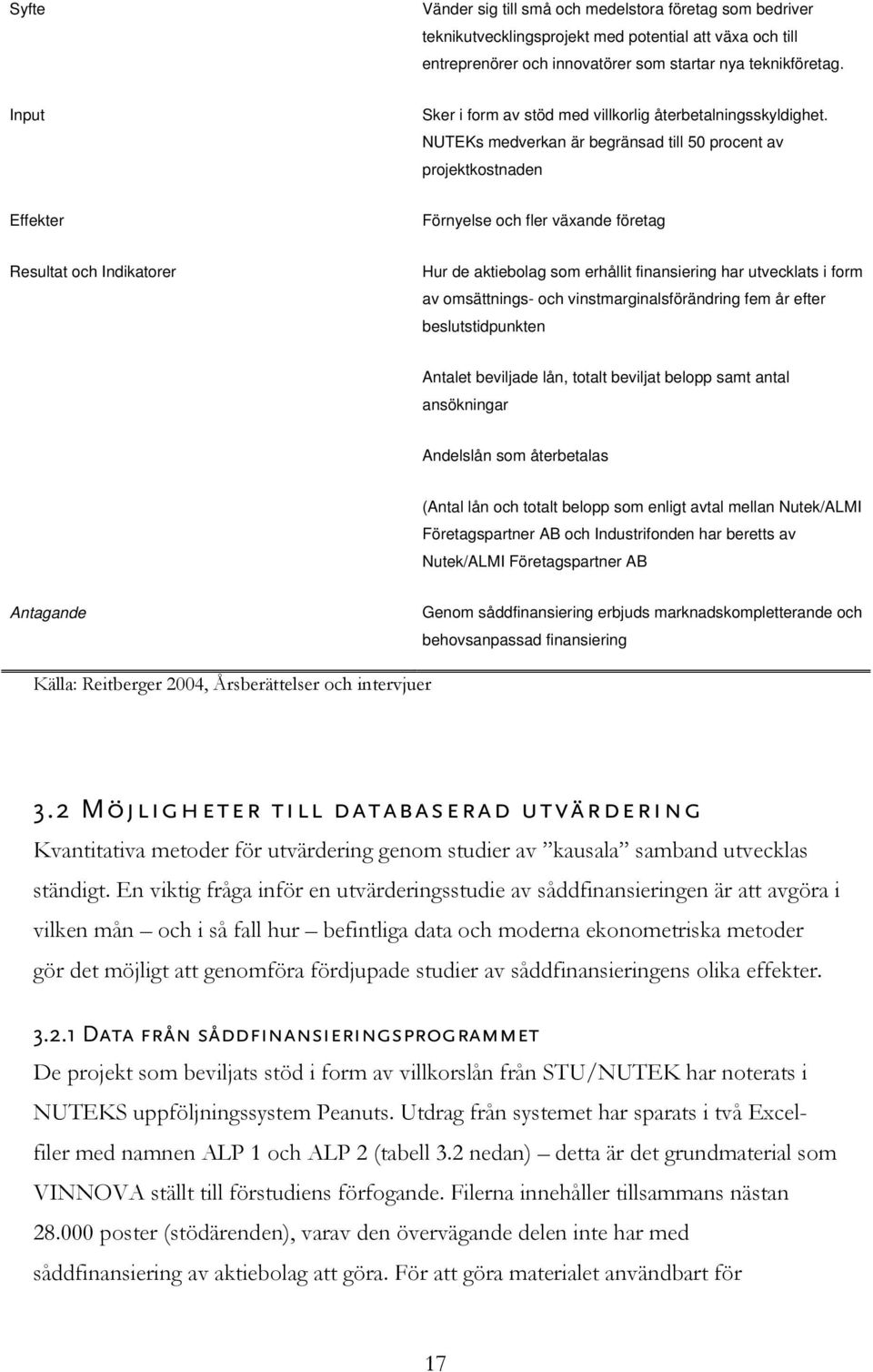 NUTEKs medverkan är begränsad till 50 procent av projektkostnaden Effekter Förnyelse och fler växande företag Resultat och Indikatorer Hur de aktiebolag som erhållit finansiering har utvecklats i