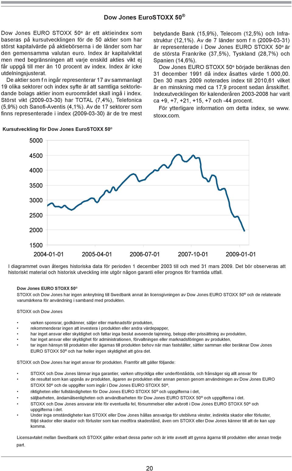 De aktier som f n ingår representerar 17 av sammanlagt 19 olika sektorer och index syfte är att samtliga sektorledande bolags aktier inom euroområdet skall ingå i index.