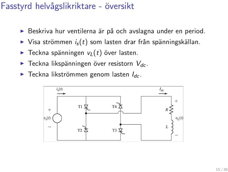 Visa strömmen i s (t) som lasten drar från spänningskällan.