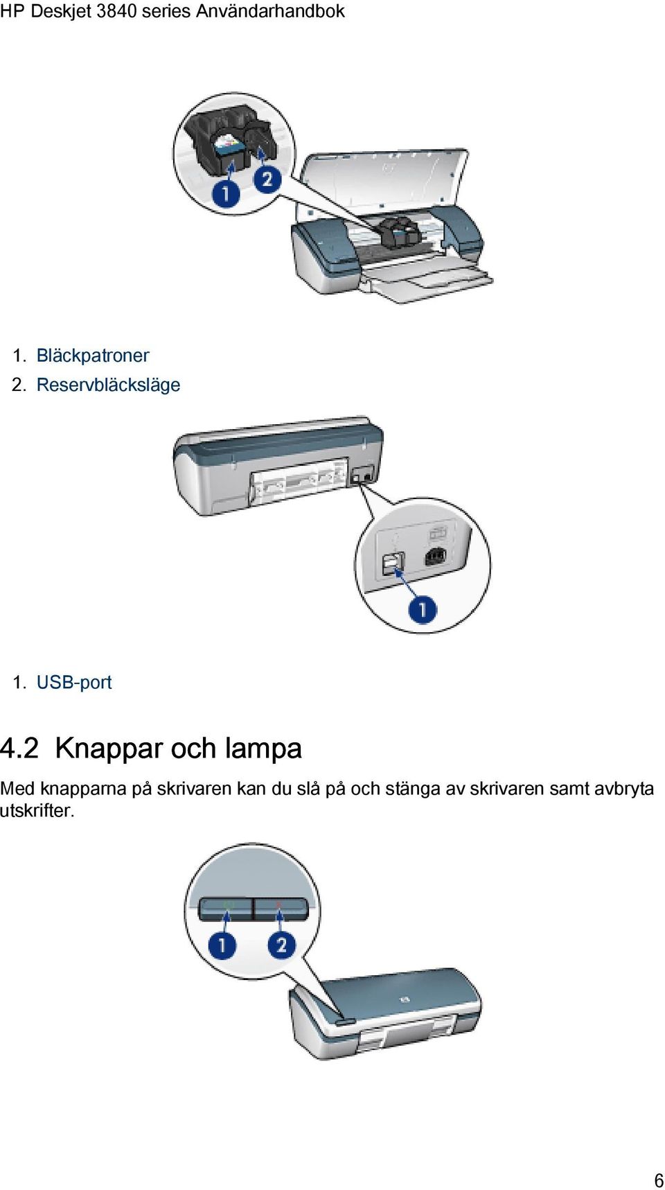 2 Knappar och lampa Med knapparna på