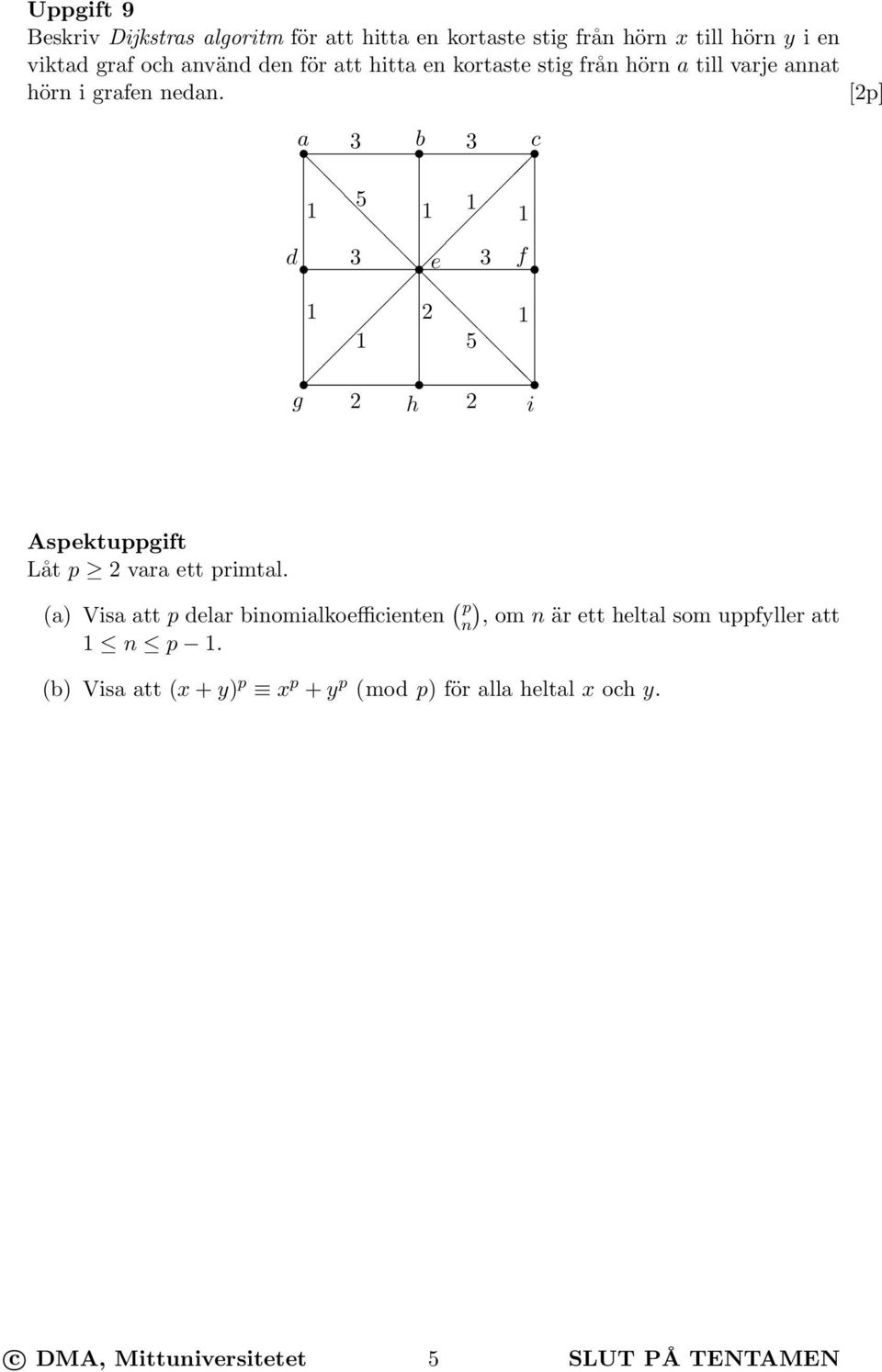 a 3 b 3 c 5 1 1 1 1 d 3 e 3 f 1 2 1 1 5 g 2 h 2 i Aspektuppgift Låt p 2 vara ett primtal.